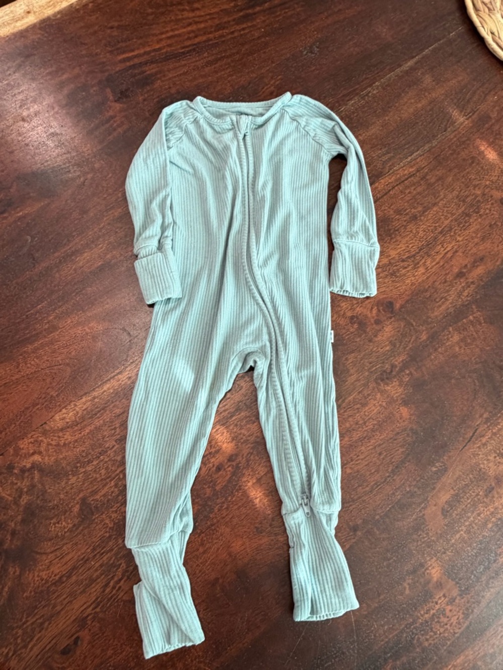 Little Sleepies Ribbed One-Piece Footie in Light Teal